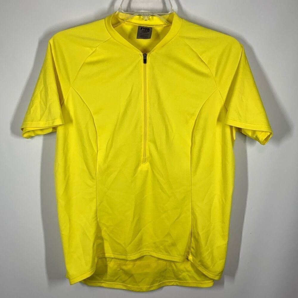 Rei Women's Short Sleeve Back Pockets Half Zip Cycling Shirt Yellow Size Large
